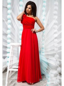 Довга вечірня сукня на одно плече з рюшами 821353-60